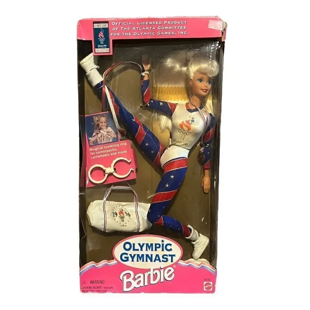 Barbie Mattel Olympic Gymnast Doll 1996 Atlanta Vintage 1995 Blonde Blue Eyes